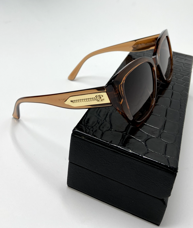 عینک آفتابی شنل چشم گربهای یووی 400 - قهوهای شفاف